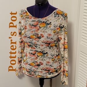 Potter's Pot floral sheer thin blouse size: M